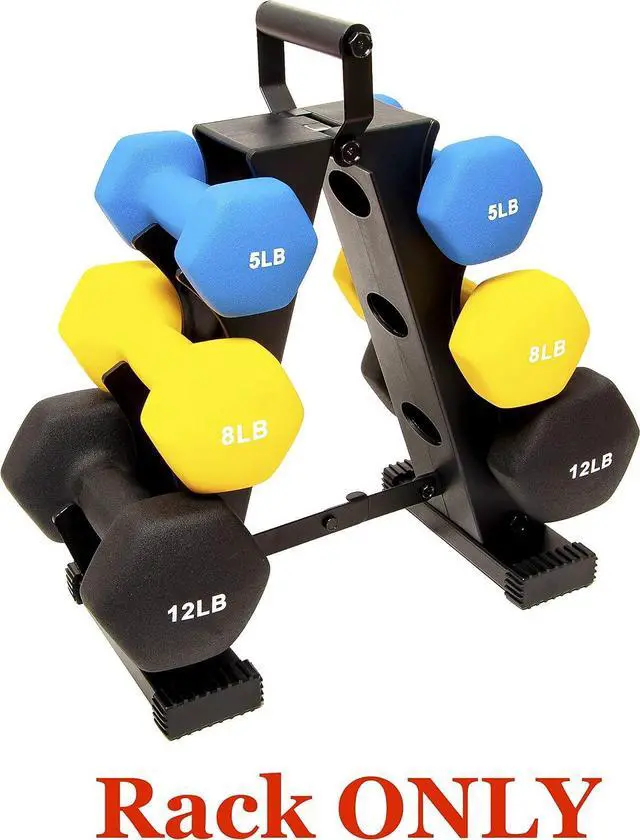 Alt view image 3 of 3 - BalanceFrom Dumbbell Rack Stand, Multi-Tier Weight Rack for Dumbbells & Kettlebells, Heavy Duty Home Gym Storage Rack, Includes 25 lb Dumbbell Pair, Black