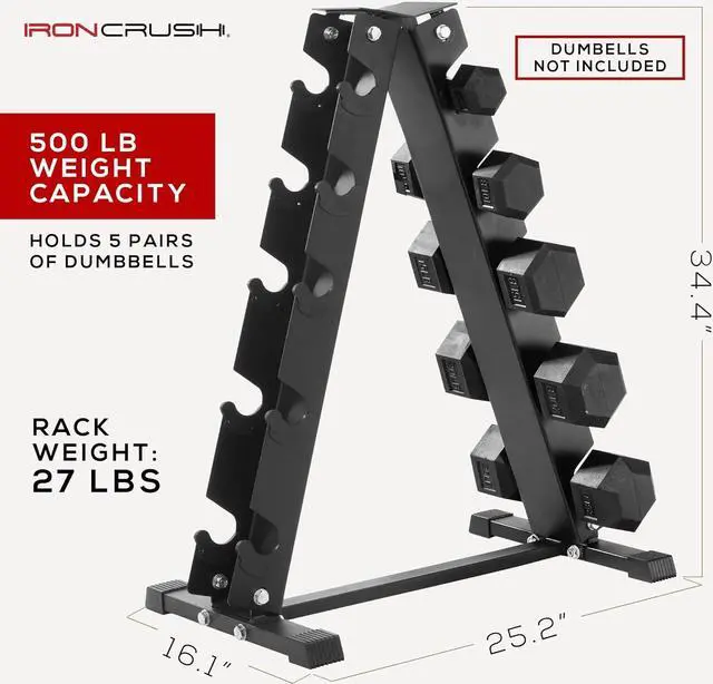 Alt view image 3 of 7 - Iron Crush A-Frame Dumbbell Rack - Heavy Duty 500LB Weight Capacity for Home or Gym