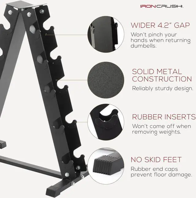 Alt view image 4 of 7 - Iron Crush A-Frame Dumbbell Rack - Heavy Duty 500LB Weight Capacity for Home or Gym