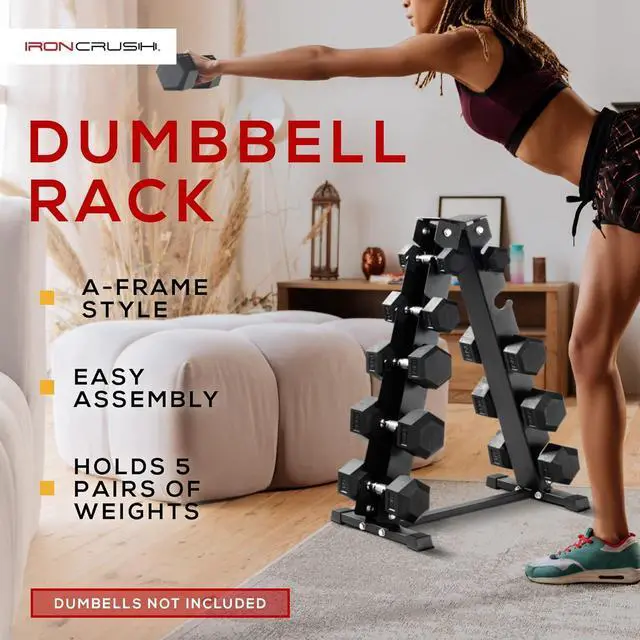 Alt view image 5 of 7 - Iron Crush A-Frame Dumbbell Rack - Heavy Duty 500LB Weight Capacity for Home or Gym