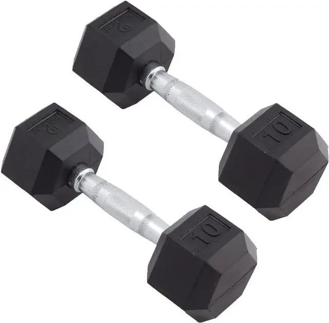 Main image of Body Sport Rubber Encased Hex Dumbbell Weight, Pair  Dumbbells for Exercises  Strength Training Equipment  Home Gym Accessories  Weight Training