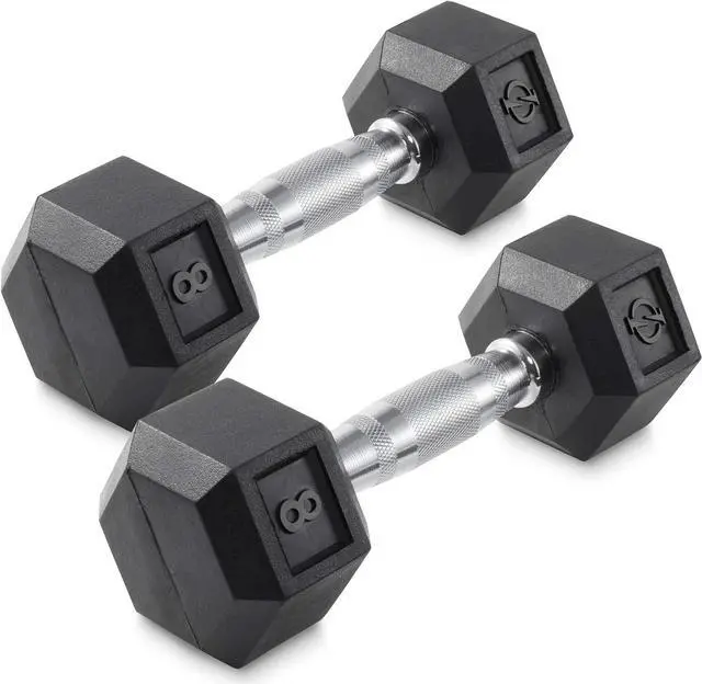 Main image of Philosophy Gym Rubber Coated Hex Dumbbell Hand Weights, Pairs