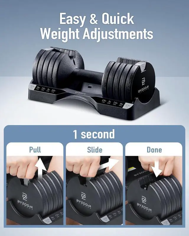 Alt view image 2 of 6 - Adjustable Dumbbell 12.5/25lb Set of 2 Weight Training Fitness Exercise Body Workout 5 in 1 for Home Gym Beginners Woman