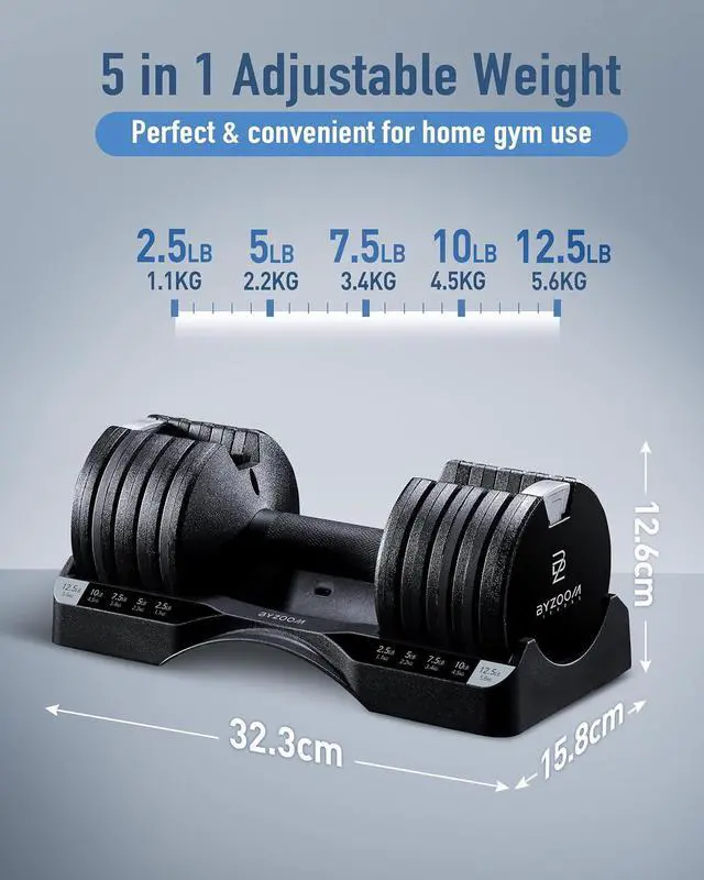 Alt view image 4 of 6 - Adjustable Dumbbell 12.5/25lb Set of 2 Weight Training Fitness Exercise Body Workout 5 in 1 for Home Gym Beginners Woman