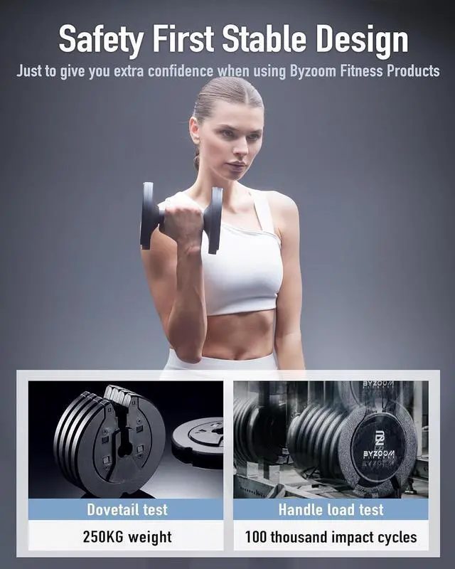 Alt view image 5 of 6 - Adjustable Dumbbell 12.5/25lb Set of 2 Weight Training Fitness Exercise Body Workout 5 in 1 for Home Gym Beginners Woman