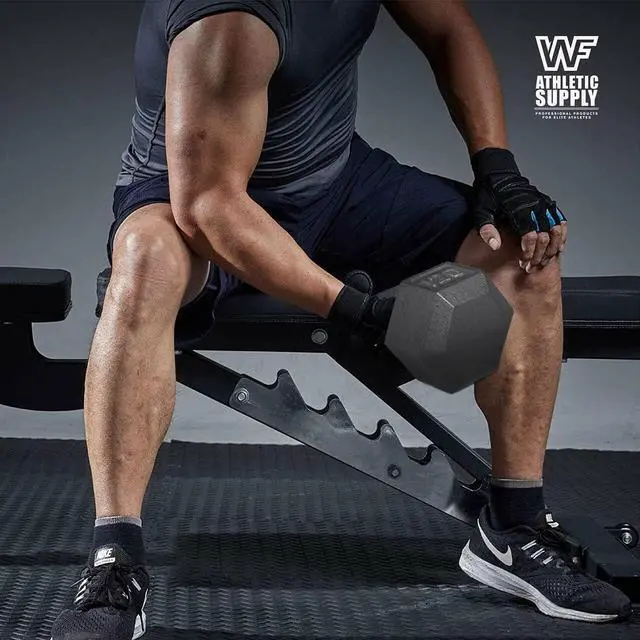 Alt view image 6 of 7 - WF Athletic Supply Cast Iron Dumbbell Set, Solid Hexagon Grey Dumbbell Set, Strength Training Free Weights for Women & Men