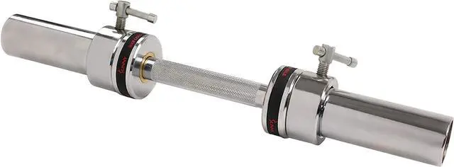 Main image of Sunny Health & Fitness Olympic Single Barbell Bar, 20" Heavy Duty Dumbell Handle with Locking Ring Collars, Loadable Sleeve, Brass Brushing, Fit 2 Inch Standard Weight Plate, Chrome, OB-20