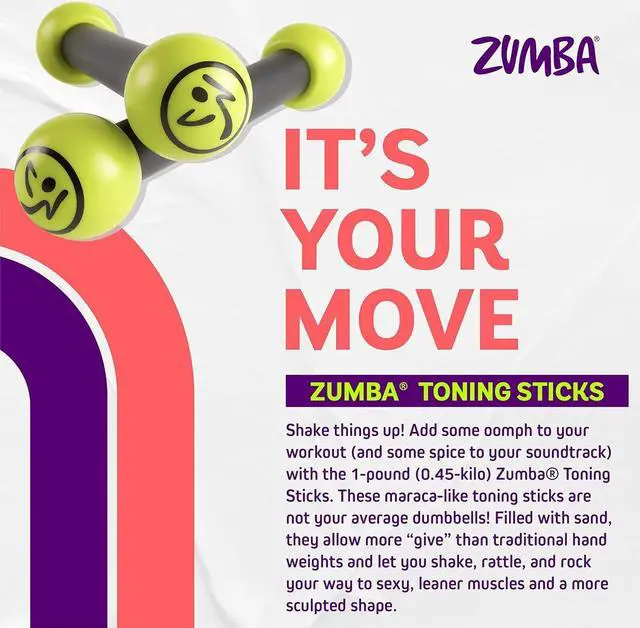Alt view image 2 of 7 - Zumba Toning Sticks, Hand Weights for Women, Dumbbell Weight Set, 1 Pound