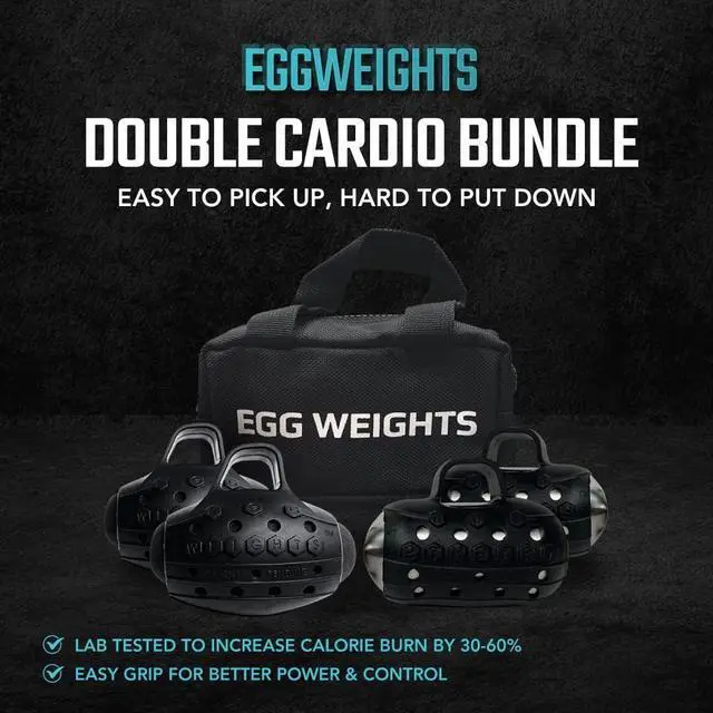 Alt view image 2 of 5 - Egg Weights Cardio and Cardio Max Bundle Hand Weights Dumbbell Set with Anti-Slip Silicone Rubber Finger Loop Set of 2 for Shadowboxing, Kickboxing for Men and Women - 2.0 lbs and 3.0 lbs
