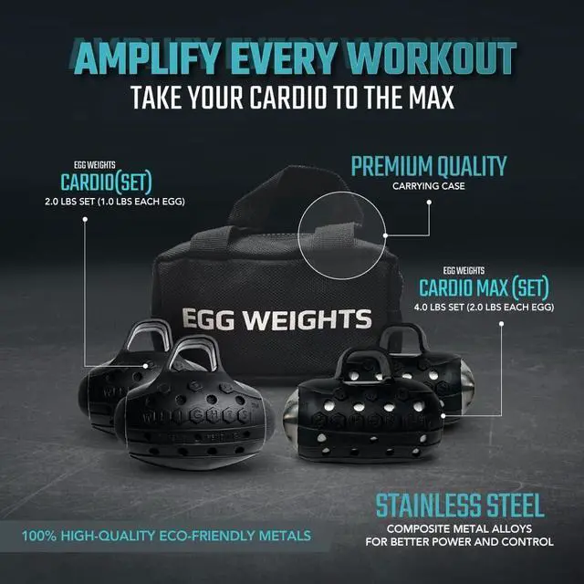 Alt view image 5 of 5 - Egg Weights Cardio and Cardio Max Bundle Hand Weights Dumbbell Set with Anti-Slip Silicone Rubber Finger Loop Set of 2 for Shadowboxing, Kickboxing for Men and Women - 2.0 lbs and 3.0 lbs