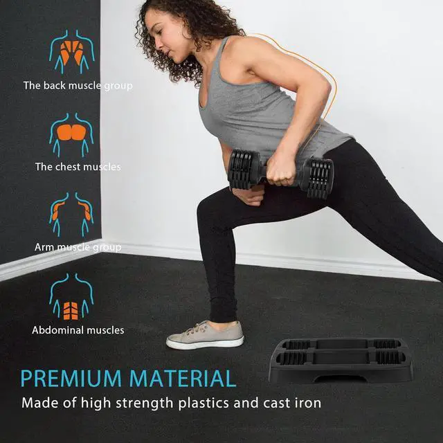 Alt view image 4 of 7 - VIVOHOME 2.5 lbs to 15 lbs Adjustable Weights Dumbbells Set of 2 with Anti-Slip Handle and Tray Multiweight Options Workout Equipment for Men Women Home Gym Office