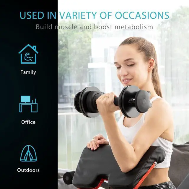 Alt view image 5 of 7 - VIVOHOME 2.5 lbs to 15 lbs Adjustable Weights Dumbbells Set of 2 with Anti-Slip Handle and Tray Multiweight Options Workout Equipment for Men Women Home Gym Office