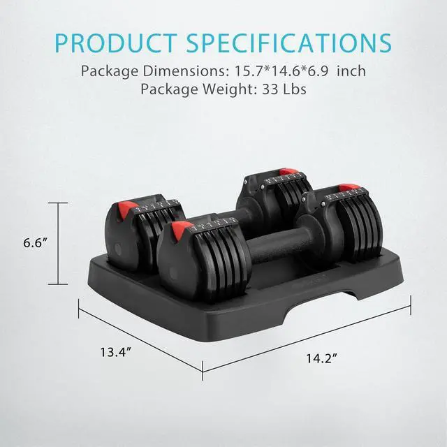 Alt view image 7 of 7 - VIVOHOME 2.5 lbs to 15 lbs Adjustable Weights Dumbbells Set of 2 with Anti-Slip Handle and Tray Multiweight Options Workout Equipment for Men Women Home Gym Office