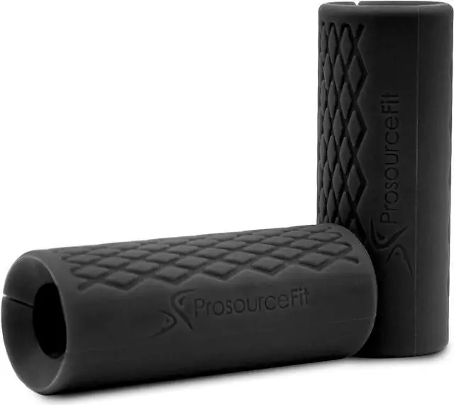 Main image of ProsourceFit Thick Grips for Dumbbell and Barbell, 1.9-in Axle Bar Adapter for Weightlifting and Strength Training (Black)