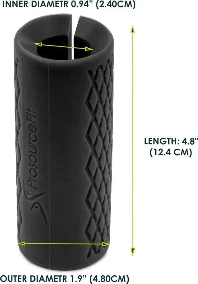 Alt view image 3 of 6 - ProsourceFit Thick Grips for Dumbbell and Barbell, 1.9-in Axle Bar Adapter for Weightlifting and Strength Training (Black)