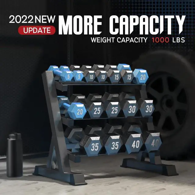 Alt view image 2 of 7 - YOLEO 1100LBS Dumbbell Rack- Adjustable 3 Tier Weight Rack for Home Gym, Heavy Duty Weight Storage Organizer Dumbbell Storage Stand Holder(Rack Only)