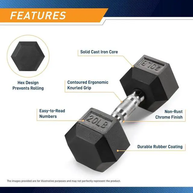 Alt view image 3 of 7 - MARCY Rubber Hex Dumbbell