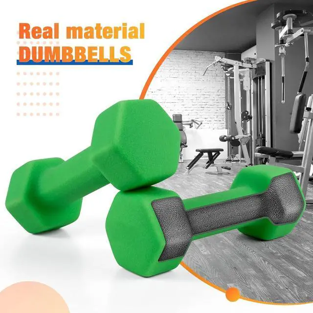 Alt view image 2 of 7 - Portzon Set of 2 Neoprene Dumbbell Hand Weights, Anti-Slip, Anti-roll, Hex Shape ,8LB