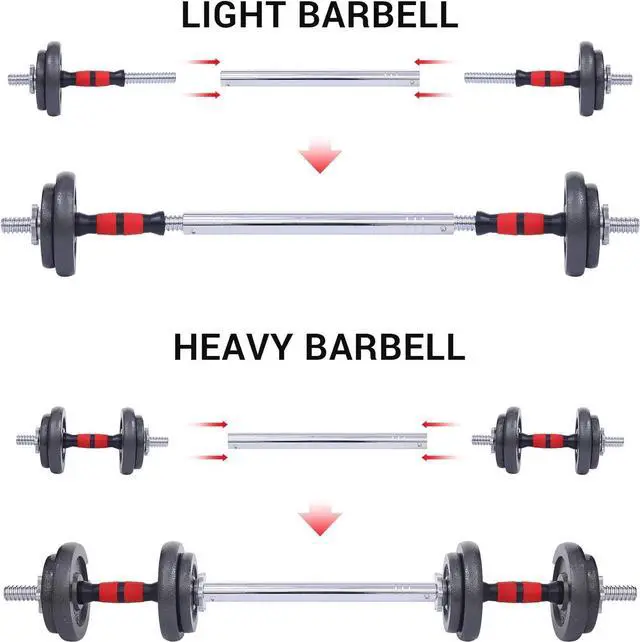 Alt view image 3 of 7 - Nice C Adjustable Dumbbells, Barbell Weight Set, Dumbbell Set, Weights Adjustable 22/33/44/66/105 Lbs Home Gym 2 in 1, Anti-Slip Handle, All-Purpose, Office, Fitness