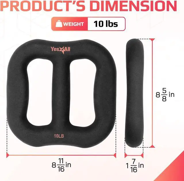 Alt view image 2 of 7 - Yes4All 3-in-1 Multifunctional Neoprene Dumbbell/Multi-Usage Dumbbell with Solid Core, Ergonomic Curve,Black