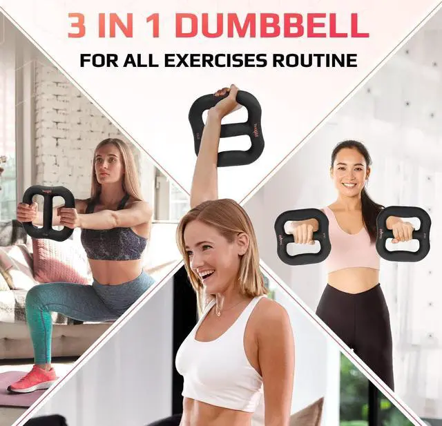 Alt view image 7 of 7 - Yes4All 3-in-1 Multifunctional Neoprene Dumbbell/Multi-Usage Dumbbell with Solid Core, Ergonomic Curve,Black