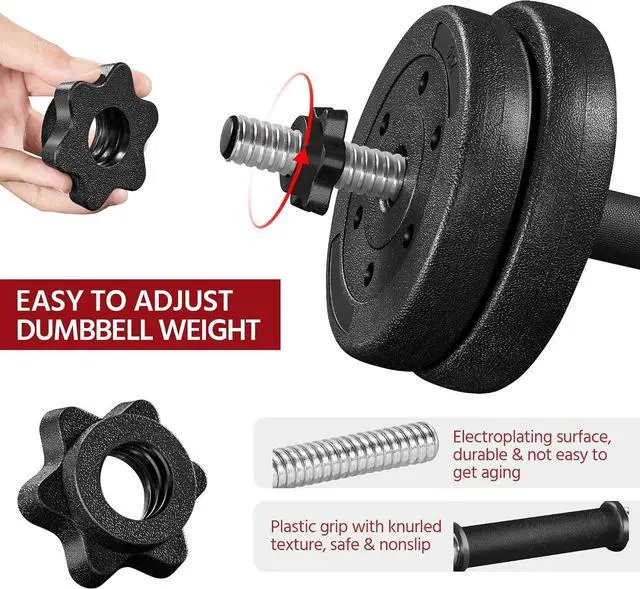 Alt view image 2 of 7 - Topeakmart Adjustable Dumbbells 44/66 lbs, Free Weights Set with Iron Bars