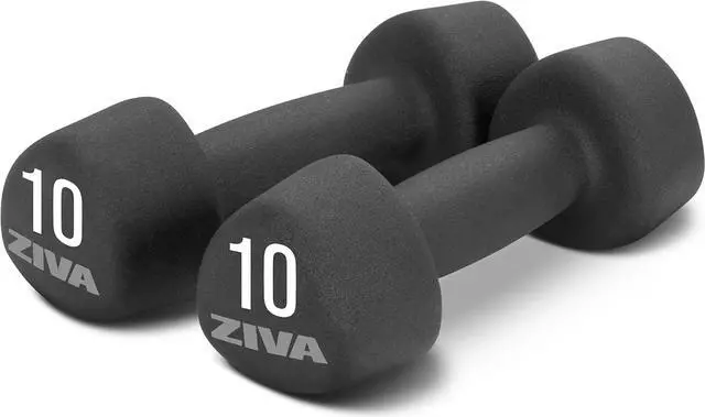 Main image of ZIVA Neoprene Rubber Tribell Dumbbell Pairs - Sleek, No-Slip, Durable Rubber Finish, Precision Weighted Core, No-Roll Design for Rigorous Exercise and Strength Training (Avail in 2-10lb Pairs)