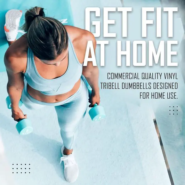 Alt view image 6 of 7 - ZIVA Neoprene Rubber Tribell Dumbbell Pairs - Sleek, No-Slip, Durable Rubber Finish, Precision Weighted Core, No-Roll Design for Rigorous Exercise and Strength Training (Avail in 2-10lb Pairs)