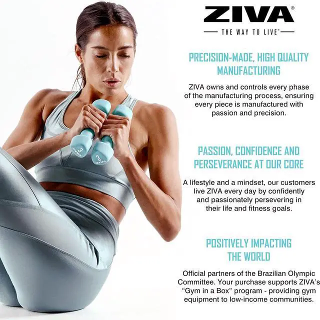 Alt view image 7 of 7 - ZIVA Neoprene Rubber Tribell Dumbbell Pairs - Sleek, No-Slip, Durable Rubber Finish, Precision Weighted Core, No-Roll Design for Rigorous Exercise and Strength Training (Avail in 2-10lb Pairs)