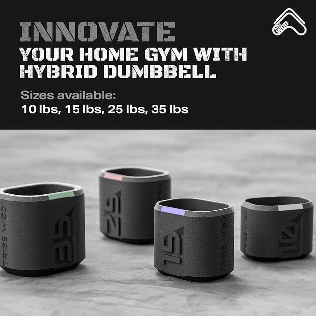 Alt view image 5 of 7 - Tribe WOD Dark Elf Hybrid Dumbells 10-35lb - Cross Training Workout Equipment for Muscle Building and Mobility, Cardio Fitness, Weights for Women & Men (Pack of 1)