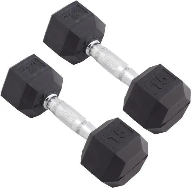 Main image of Body Sport Rubber Encased Hex Dumbbell Weight, Pair  Dumbbells for Exercises  Strength Training Equipment  Home Gym Accessories  Weight Training