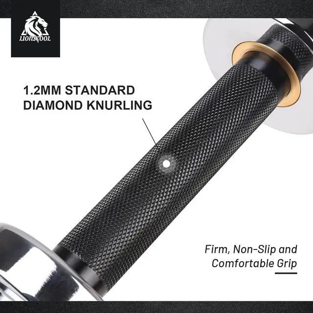 Alt view image 5 of 7 - LIONSCOOL 16"/20 Loadable Dumbbells Pairs in Commercial Grade, Heavy Duty Olympic Dumbbell Bar/Handle for Strength Training, Compatible with 2 Standard Plates