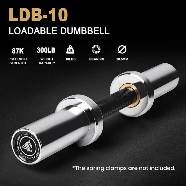 Alt view image 2 of 7 - LIONSCOOL 16"/20 Loadable Dumbbells Pairs in Commercial Grade, Heavy Duty Olympic Dumbbell Bar/Handle for Strength Training, Compatible with 2 Standard Plates