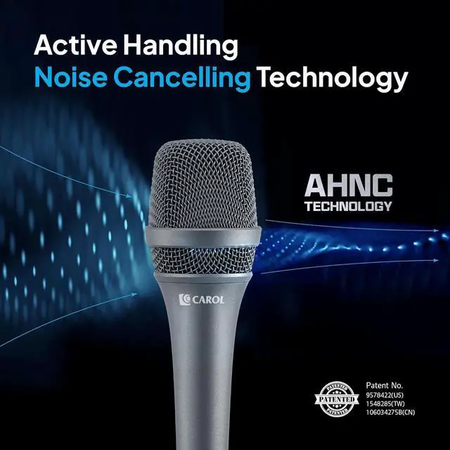 Alt view image 2 of 7 - CAROL Dynamic Microphone Vocal with Super-Cardiod Unidirectional, Top Choice for Live Stage Performance Noise Cancelling AHNC Technology, P-1 / AC-900 Gray
