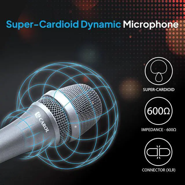 Alt view image 4 of 7 - CAROL Dynamic Microphone Vocal with Super-Cardiod Unidirectional, Top Choice for Live Stage Performance Noise Cancelling AHNC Technology, P-1 / AC-900 Gray