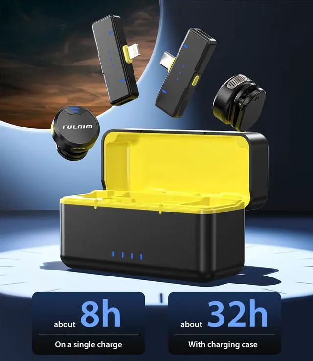 Alt view image 4 of 6 - FULAIM X3 Wireless Lavalier Microphone with 32H Charging Case for iPhone/Android/PC, DSP Noise Reduction Mini Lapel Microphone for Video Recording, Vlogging, YouTube, Interview, Live Streaming