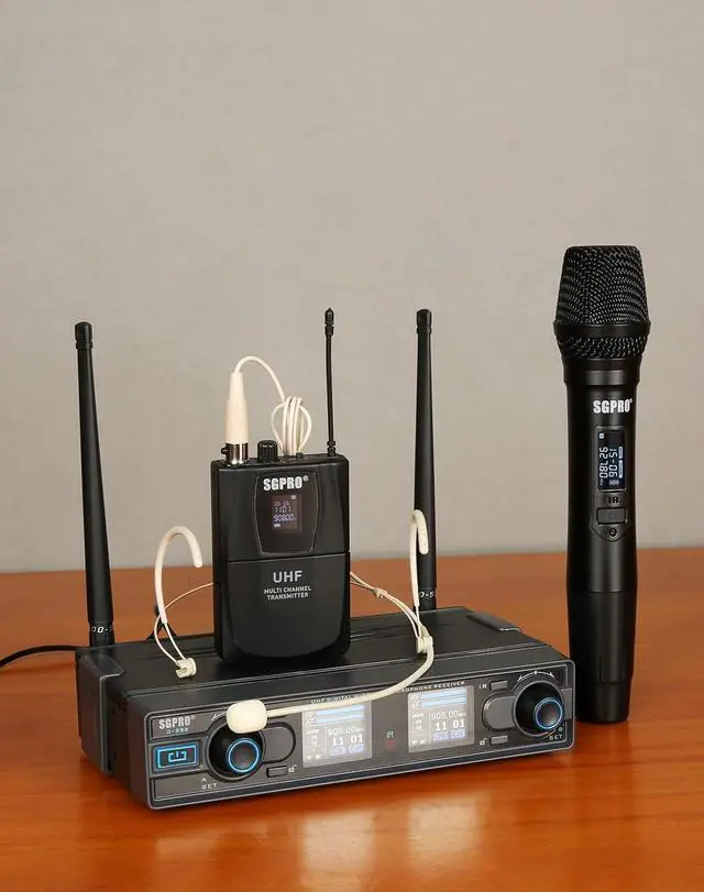 Alt view image 6 of 7 - Wireless Microphones with Bodypack, Head-worn, Lapel, and Handheld Microphones for Performance, DJ Hosting, Teaching - Reliable and Great Value Mic Set with Stable 262 Feet Working Distance