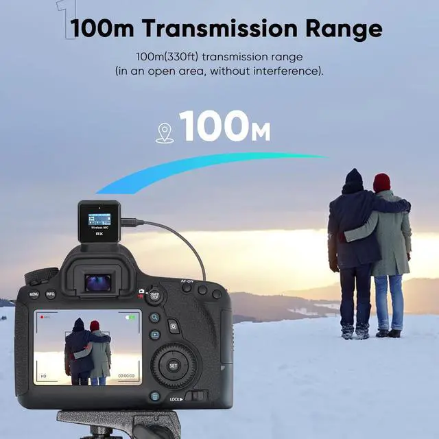 Alt view image 5 of 7 - Wireless Lavalier Microphone, 100m (328 ft.) Range bluetooth microphone, 24-Hour Battery, Noise Cancellation, Wireless Microphone for PC, iPhone, Andriod, Record Interview, Vlogs