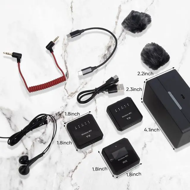 Alt view image 7 of 7 - Wireless Lavalier Microphone, 100m (328 ft.) Range bluetooth microphone, 24-Hour Battery, Noise Cancellation, Wireless Microphone for PC, iPhone, Andriod, Record Interview, Vlogs