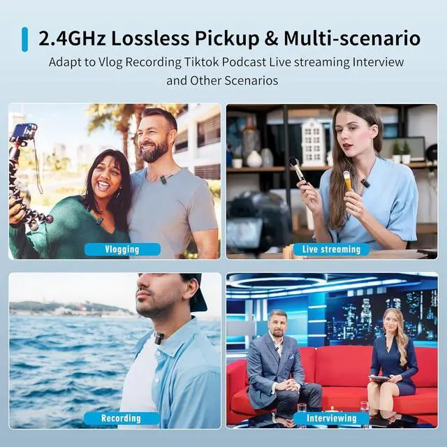 Alt view image 6 of 6 - Pro Wireless Lavalier Microphone for iPhone Android Camera - Mini Lapel Mic with Noise Cancelling - Clip-On Mics with Charging Case for YouTube Tiktok Live Stream Video Recording (PRO)