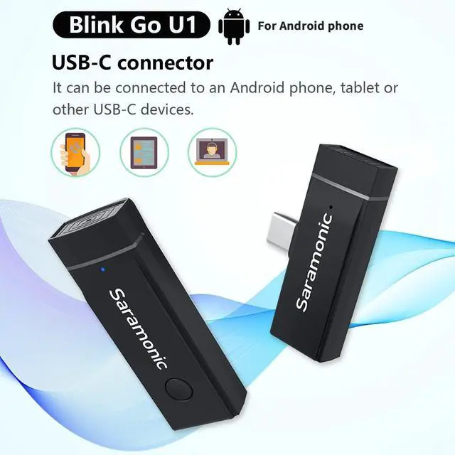 Alt view image 2 of 7 - Saramonic Wireless Microphone for Android, Blink GO-U1 Wireless Lavalier Microphone with Noise Cancellation for Samsung/LG/Pixel/Android Type-C Devices YouTube Vlog Facebook Live Stream Interview