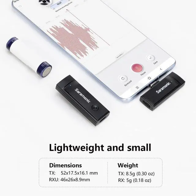Alt view image 6 of 7 - Saramonic Wireless Microphone for Android, Blink GO-U1 Wireless Lavalier Microphone with Noise Cancellation for Samsung/LG/Pixel/Android Type-C Devices YouTube Vlog Facebook Live Stream Interview