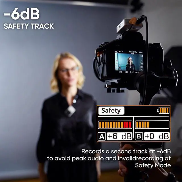 Alt view image 3 of 7 - COMICA BoomX-D2 PRO Wireless Lavalier Microphone for iPhone Android Camera PC, Lapel Mic with 16GB Storage, Safety Audio Track, Noise Cancellation, Lav Mic for YouTube TikTok Video Recording