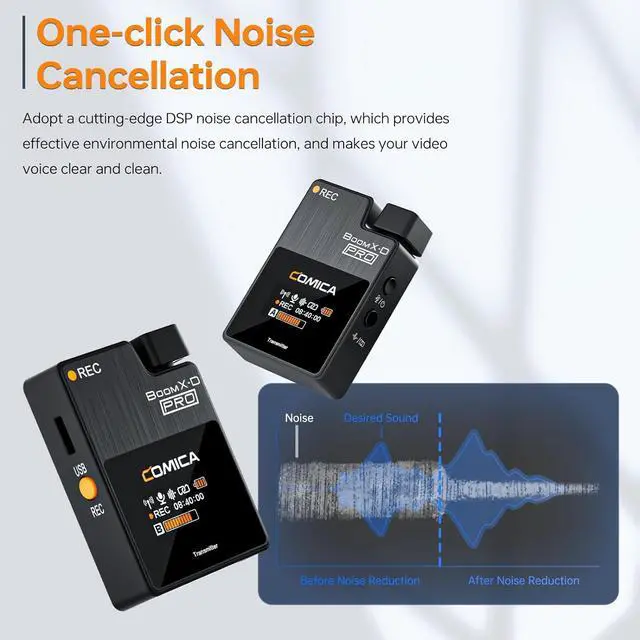 Alt view image 5 of 7 - COMICA BoomX-D2 PRO Wireless Lavalier Microphone for iPhone Android Camera PC, Lapel Mic with 16GB Storage, Safety Audio Track, Noise Cancellation, Lav Mic for YouTube TikTok Video Recording