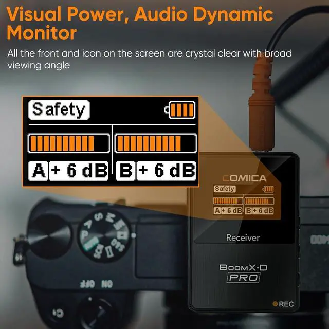 Alt view image 6 of 7 - COMICA BoomX-D2 PRO Wireless Lavalier Microphone for iPhone Android Camera PC, Lapel Mic with 16GB Storage, Safety Audio Track, Noise Cancellation, Lav Mic for YouTube TikTok Video Recording