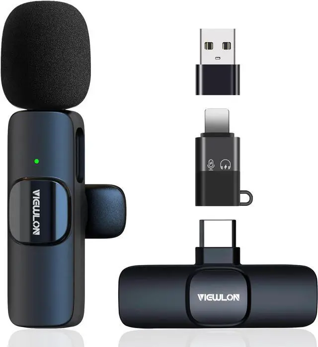 Main image of Wireless Microphone for iPhone iPad/Android/PC, Mini Microphone for Video Recording, Plug and Play Lavalier Microphone Lapel Wireless Mic with Noise Reduction