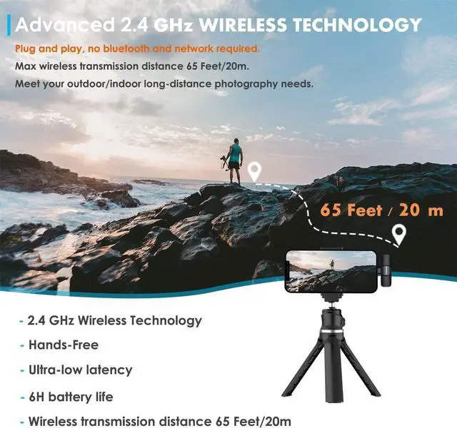 Alt view image 5 of 7 - Wireless Microphone for iPhone iPad/Android/PC, Mini Microphone for Video Recording, Plug and Play Lavalier Microphone Lapel Wireless Mic with Noise Reduction