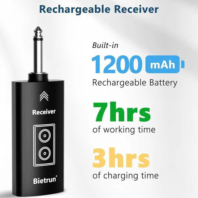 Alt view image 3 of 5 - Bietrun Receiver/Adapter Only WXM09, WXM09A, WXM19, WXM19A, WXM21, WXM31, WXM31-2 Wireless Microphone (1/4") with Bluetooth