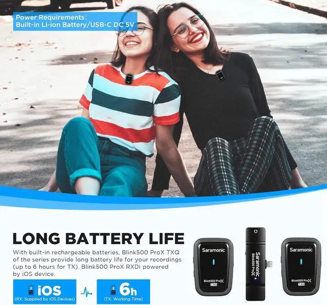 Alt view image 5 of 7 - Saramonic Blink500 Prox-Q4 Wireless Lavalier Microphone for iPhone iPad - mini Plug Play Cordless Lapel Mic for Vlog Podcast Facebook Live Stream Filming Video Recording (TX+TX+RX)