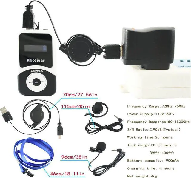Alt view image 5 of 7 - EXMAX EX-100 Wireless Tour Guide System Live Translator Microphone Church Translation Devices Simultaneous Interpreting Equipment Silent Conference Distancing Talk (1 Transmitter 8 Receivers)